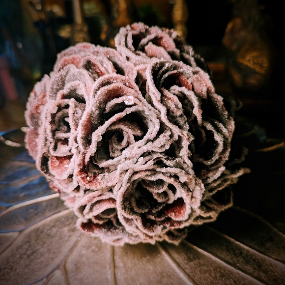 Elegant Crystallized Black And Red Faux Rose Bouquet